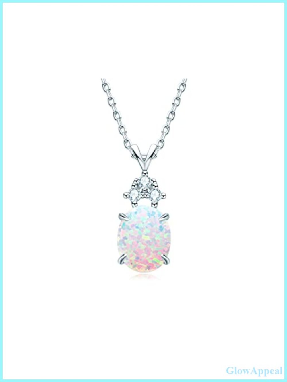 925 Sterling Silver Opal Pendant Necklace Oval Cut Birthstone